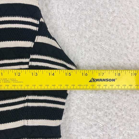 Madewell Black Tan Striped Skater Dress Womens‎ Sleeveless Pockets Size Small - Picture 4 of 12